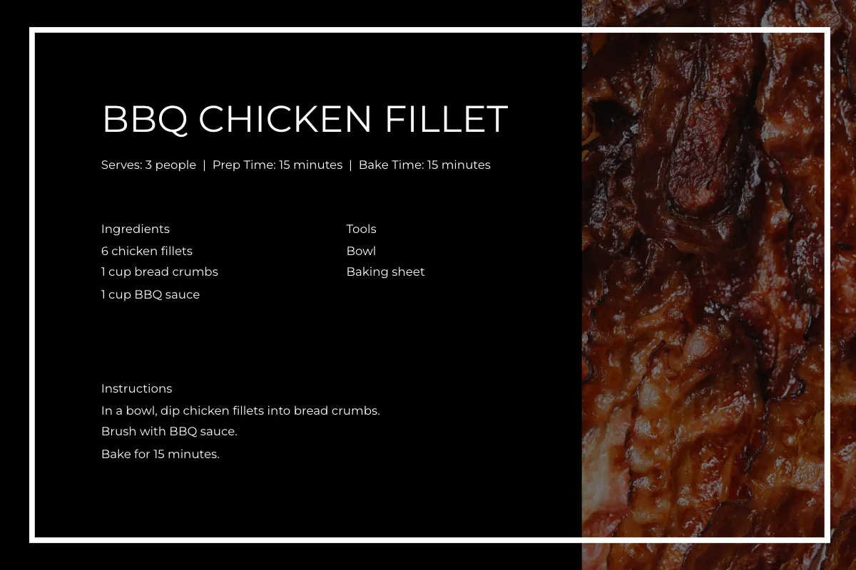 Free Elegant Restaurant Recipe Card Template to Edit Online