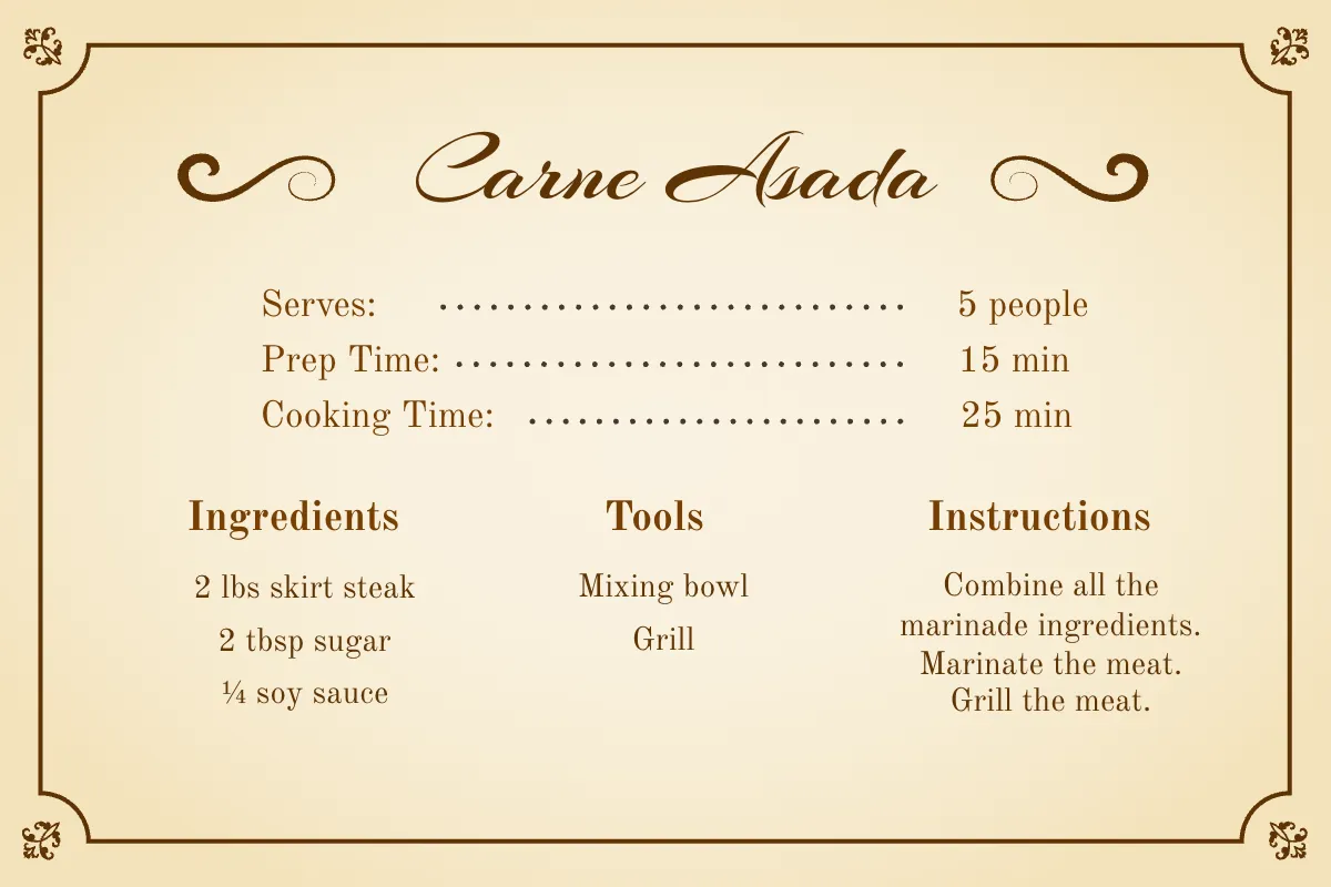 Free Sample Vintage Cooking Recipe Card Template to Edit Online
