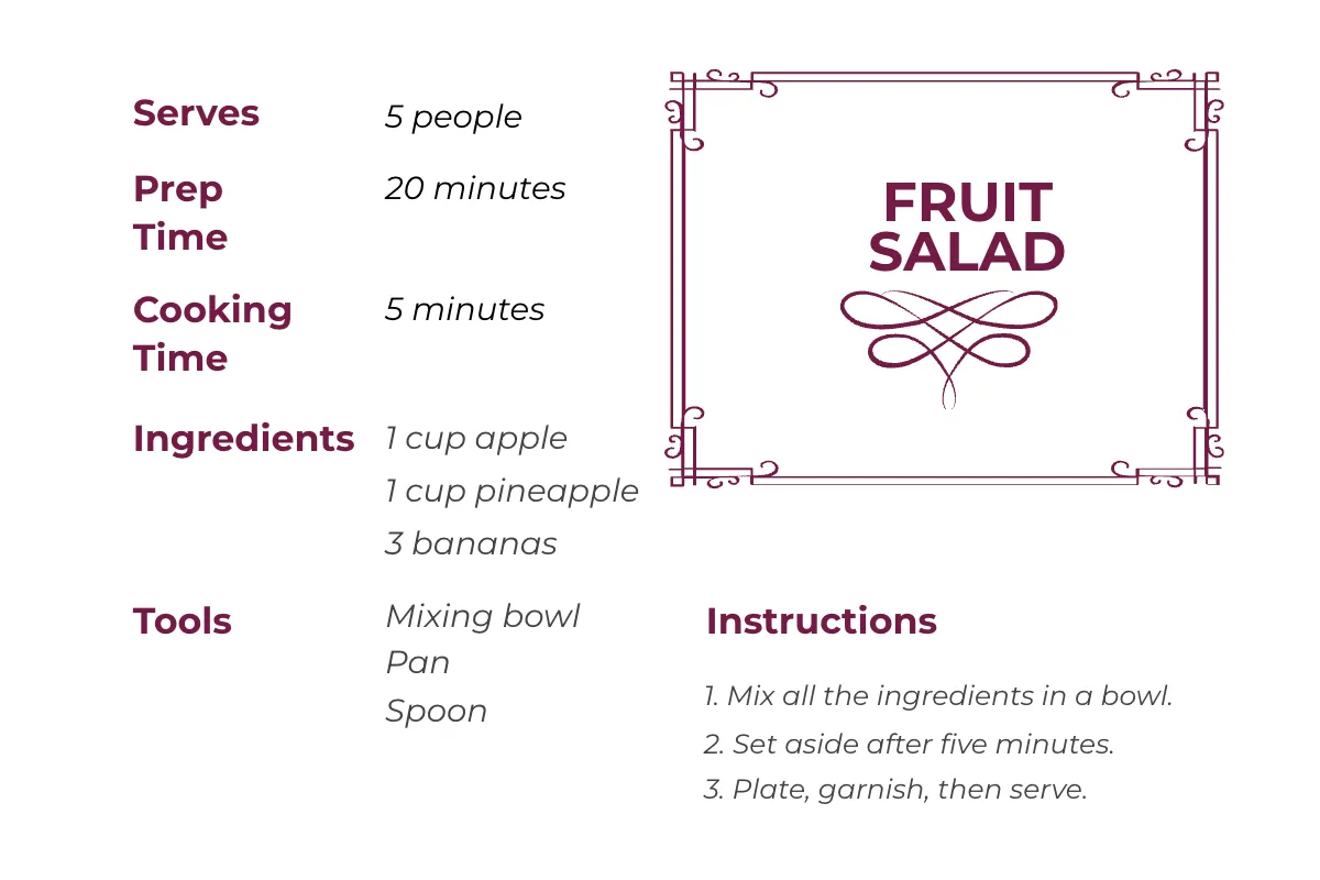 Free Vintage Fruit Recipe Card Template to Edit Online