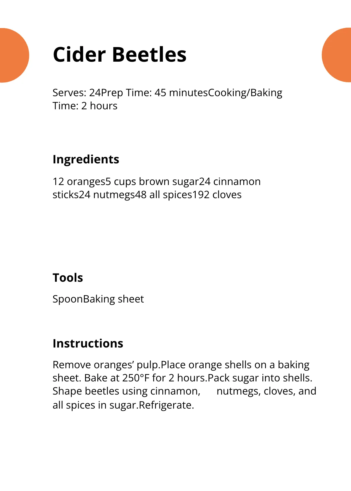 Free Holiday Beetle Recipe Card Template to Edit Online