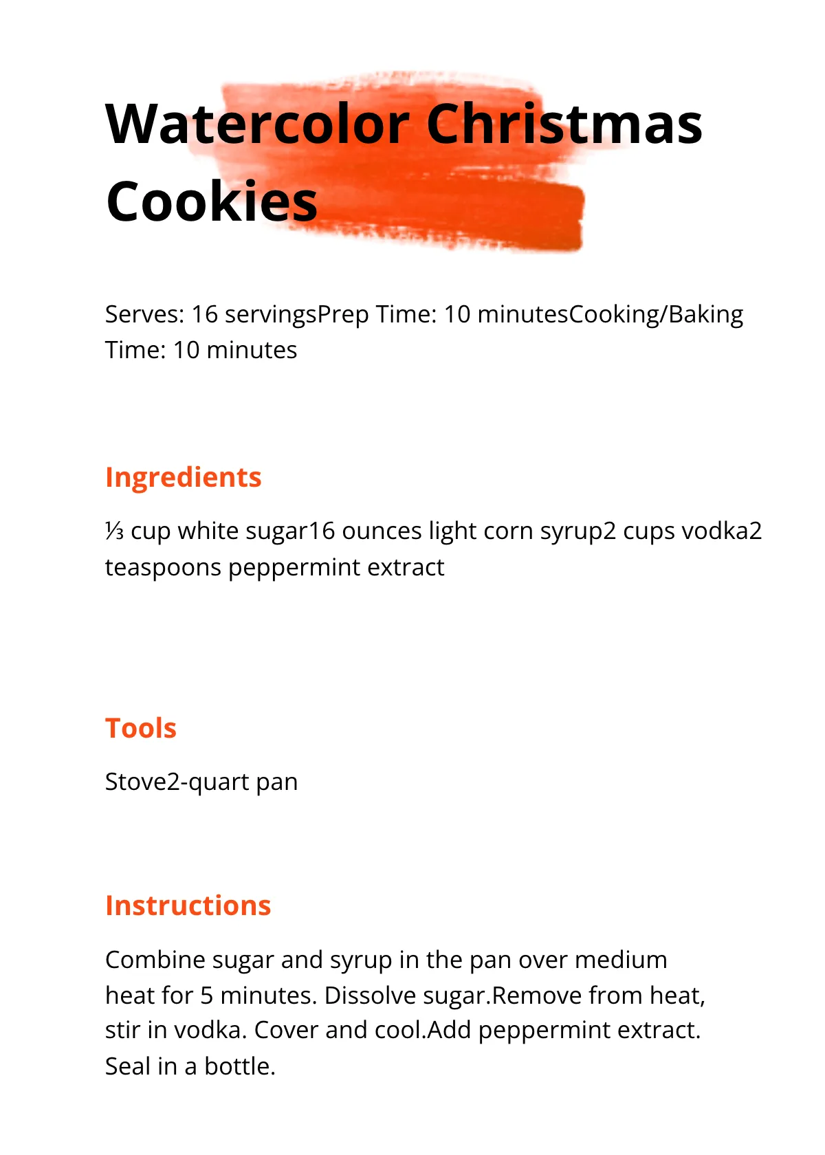 Free Watercolor Holiday Recipe Card Template to Edit Online