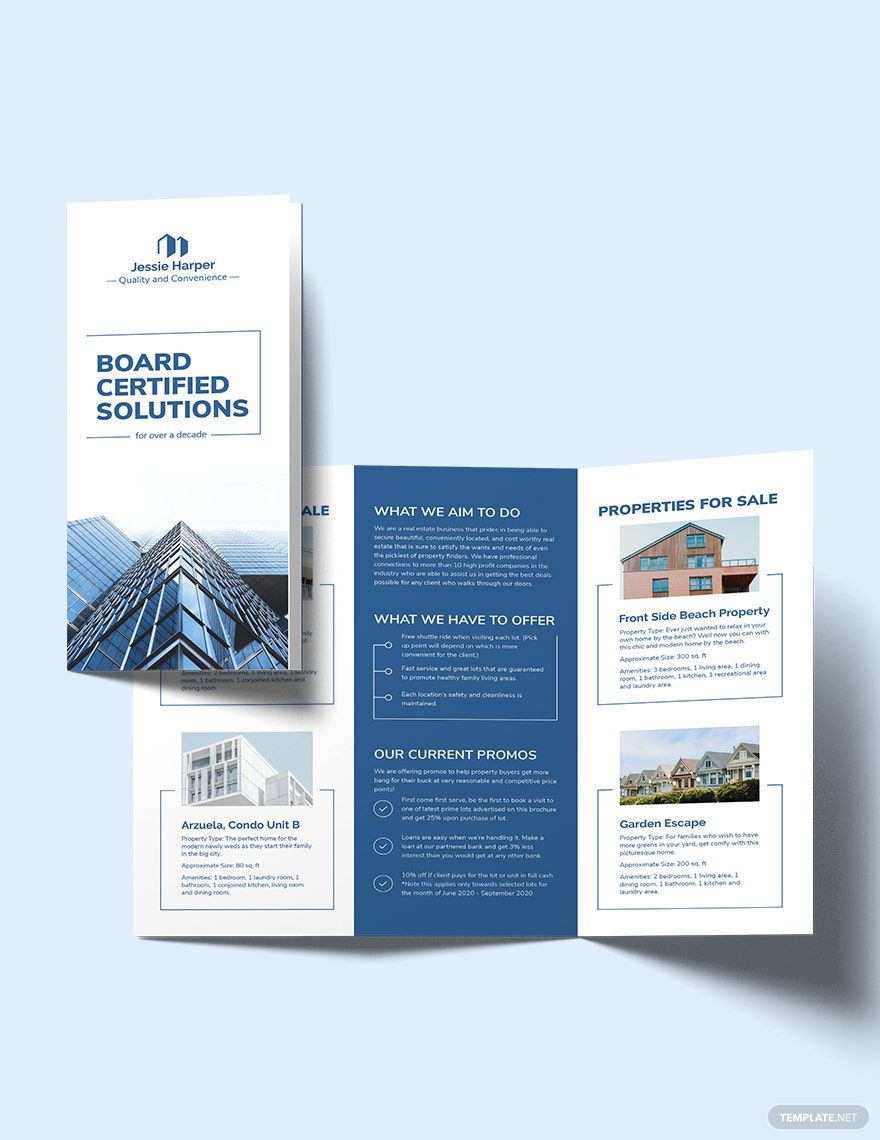 Professional Real Estate Broker Tri-fold Brochure Template