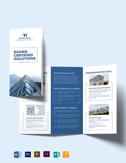 professional realestate broker tri fold brochure