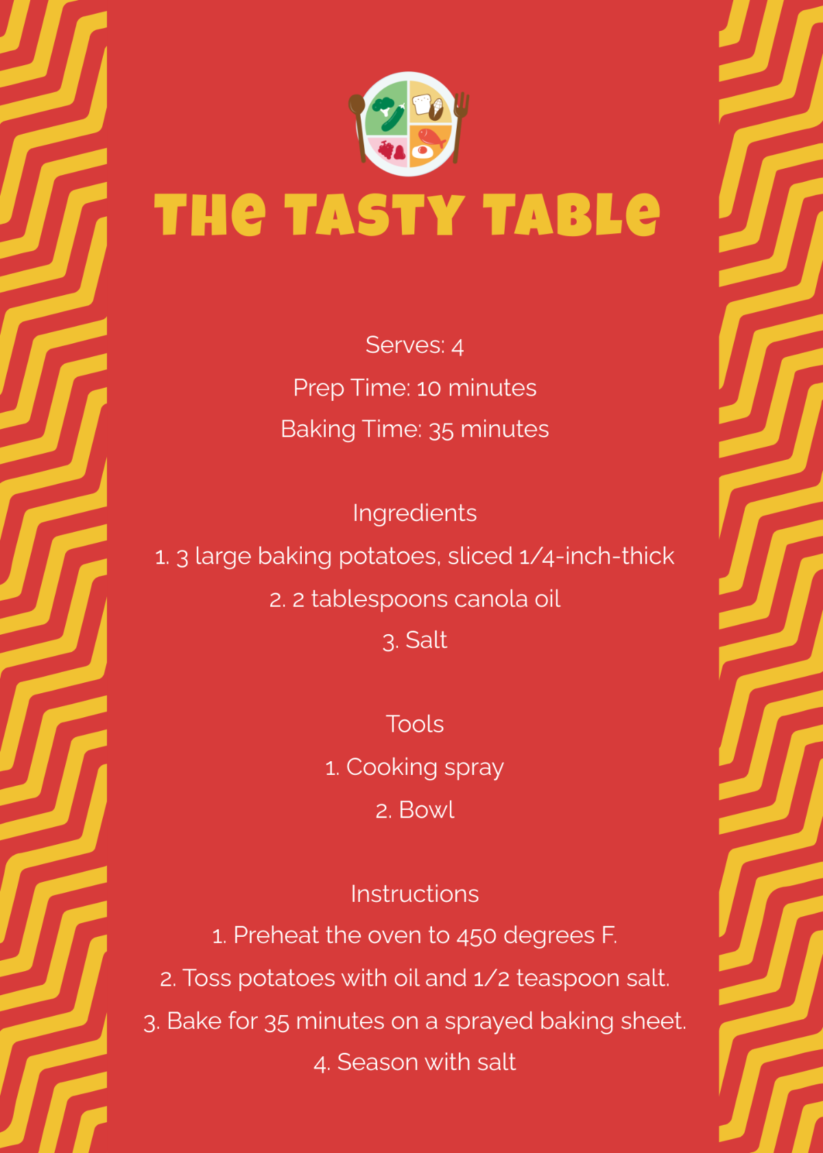 Food Menu Recipe Card Template