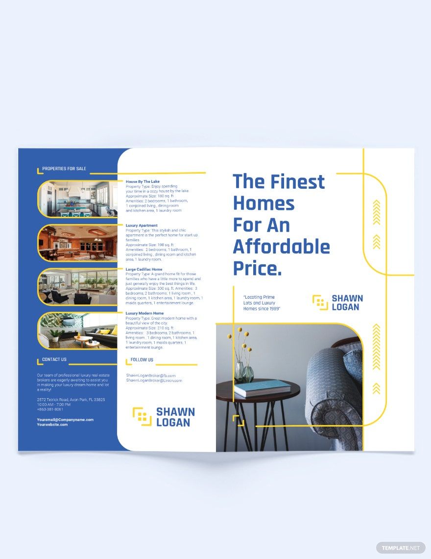Luxury Real Estate Broker Bi-fold Brochure Template