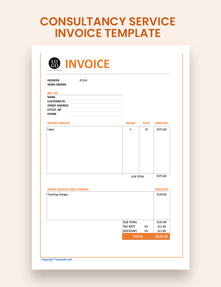 Consultancy Service Invoice Template