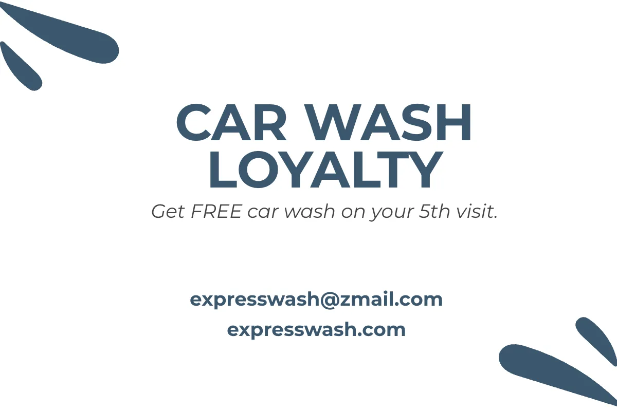 Free Car Wash Loyalty Card Template to Edit Online