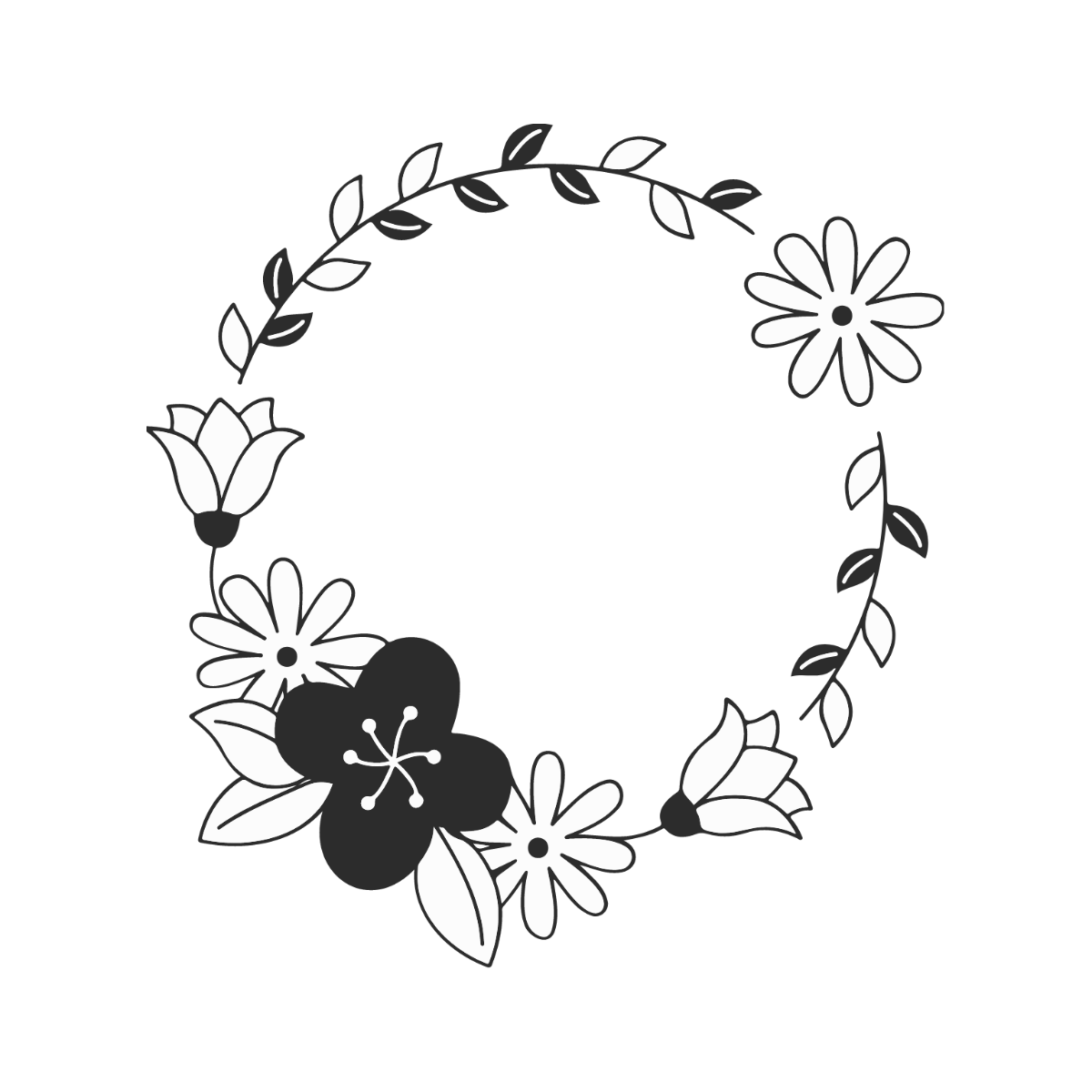 Black And White Flower Circle clipart