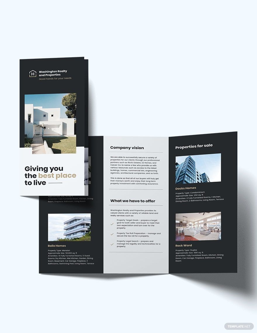 Free Commercial Realtor Tri-Fold Brochure Template