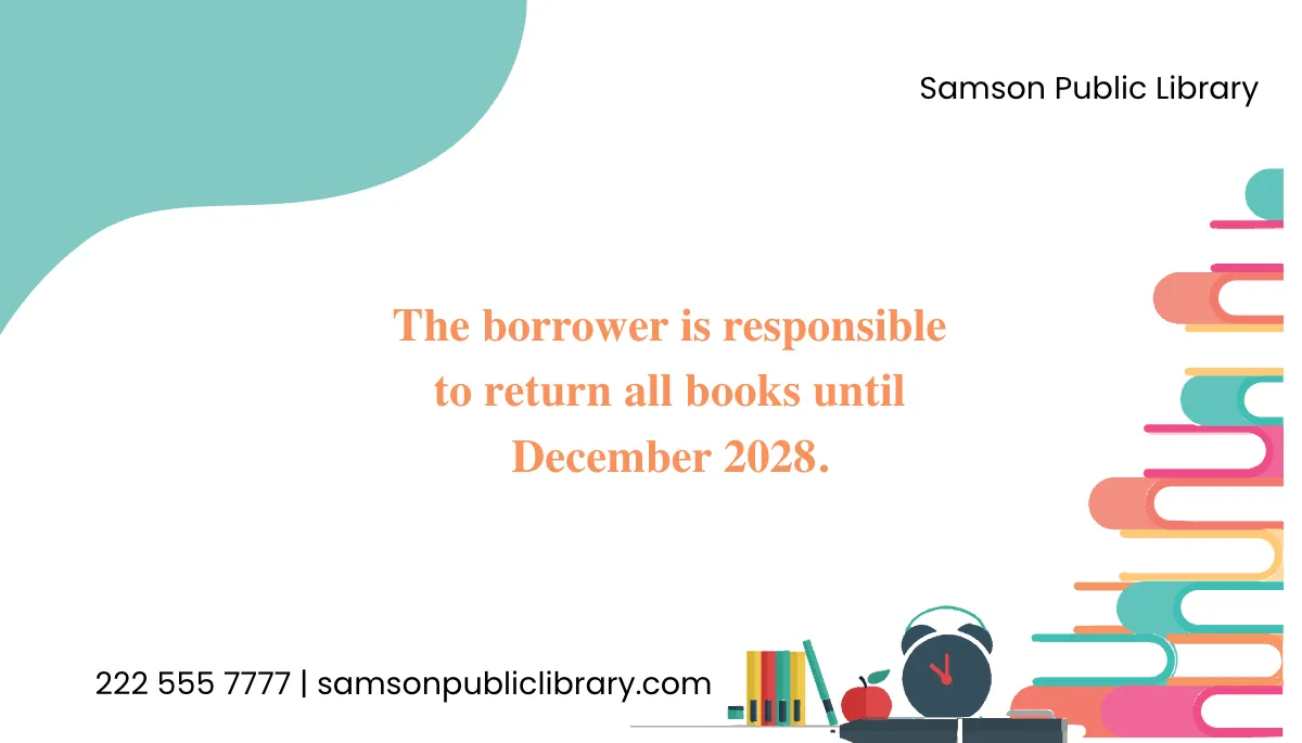 Free Library Book Card Template to Edit Online