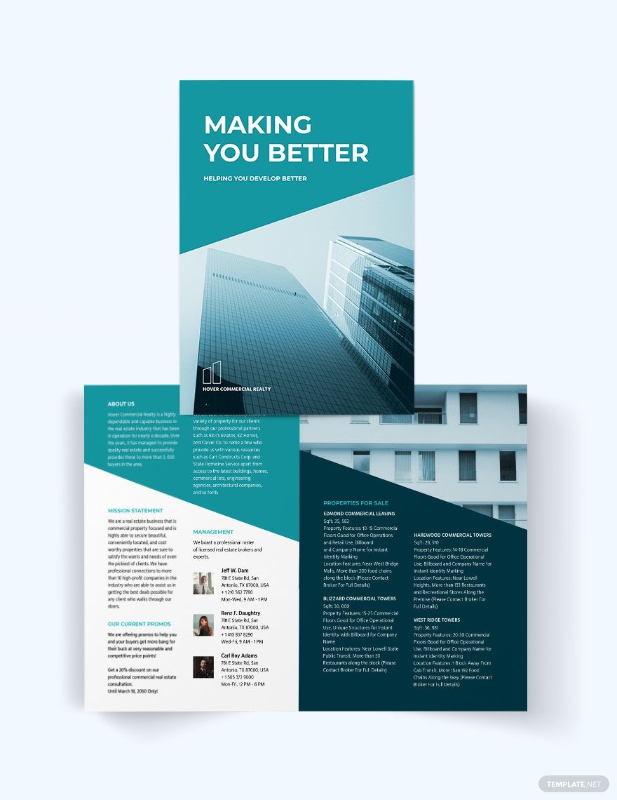 Commercial Lease Real Estate Bi-Fold Brochure Template