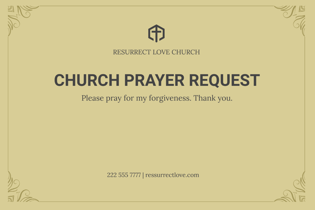 Church Prayer Request Cards