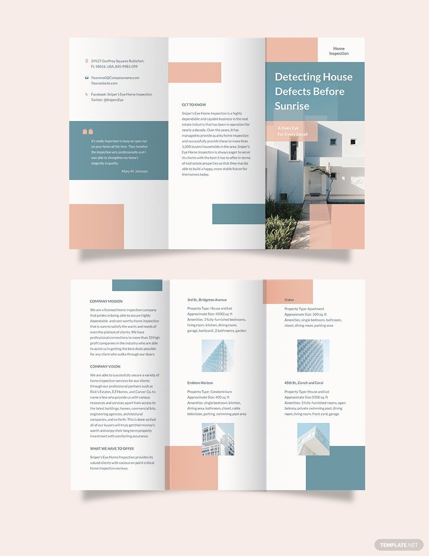 Home Inspection Tri-Fold Brochure Template