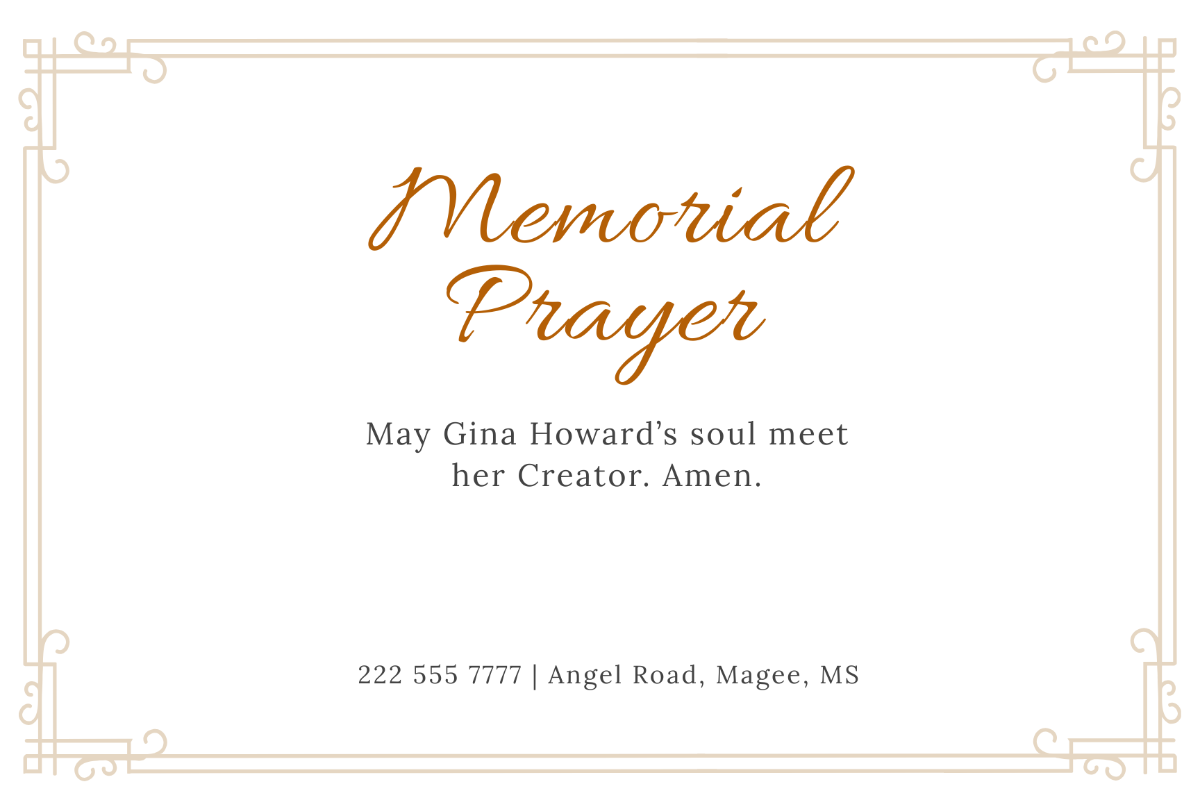 Free Memorial Prayer Card Template