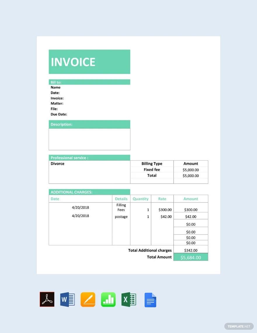 Legal Service Invoice Template