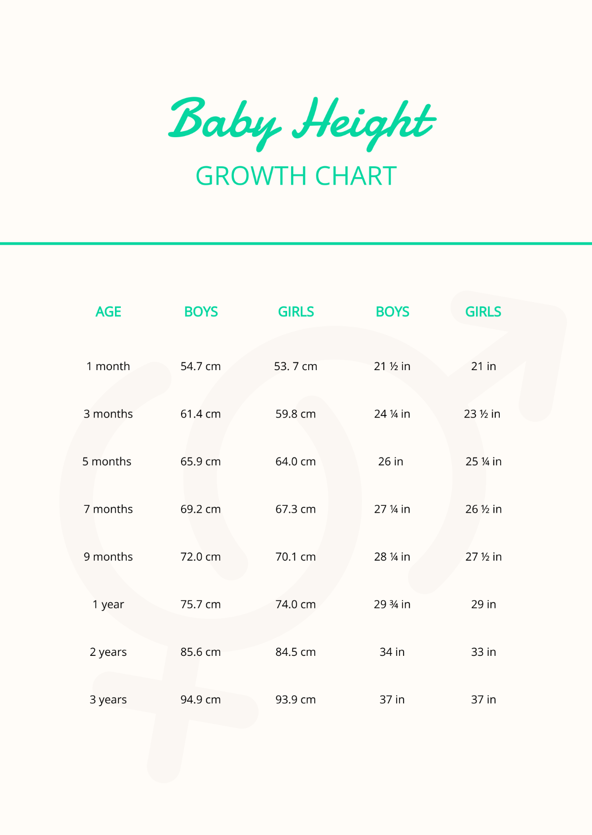 Baby Height Growth Chart Template