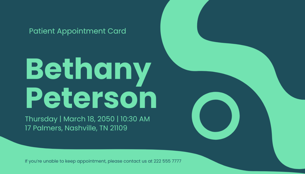 Patient Appointment Card Template - Edit Online & Download