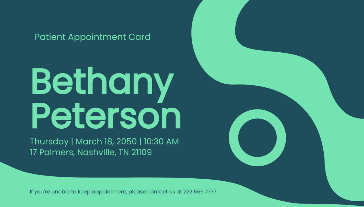 Free Patient Appointment Card Template