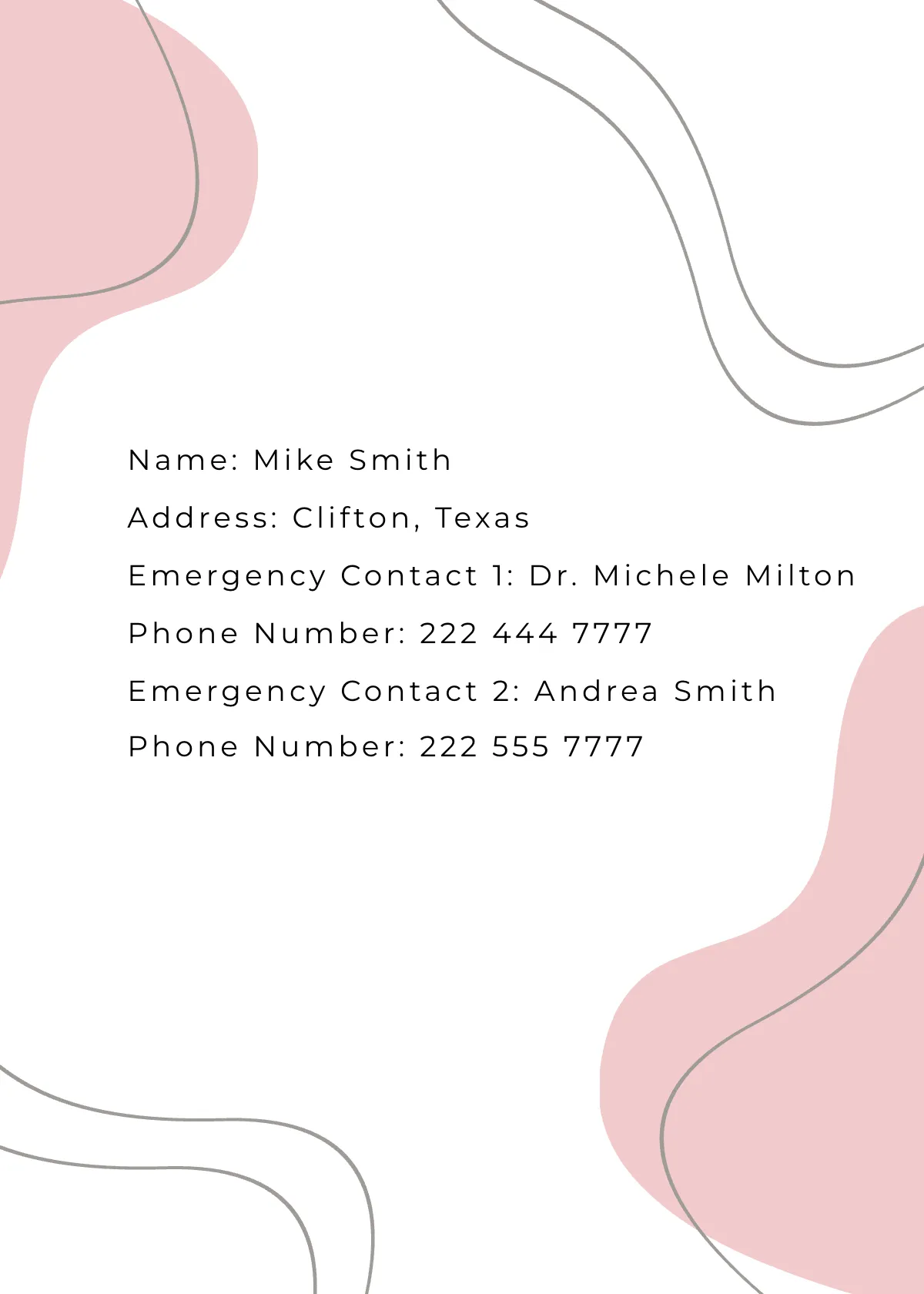 Free Emergency Card Template to Edit Online