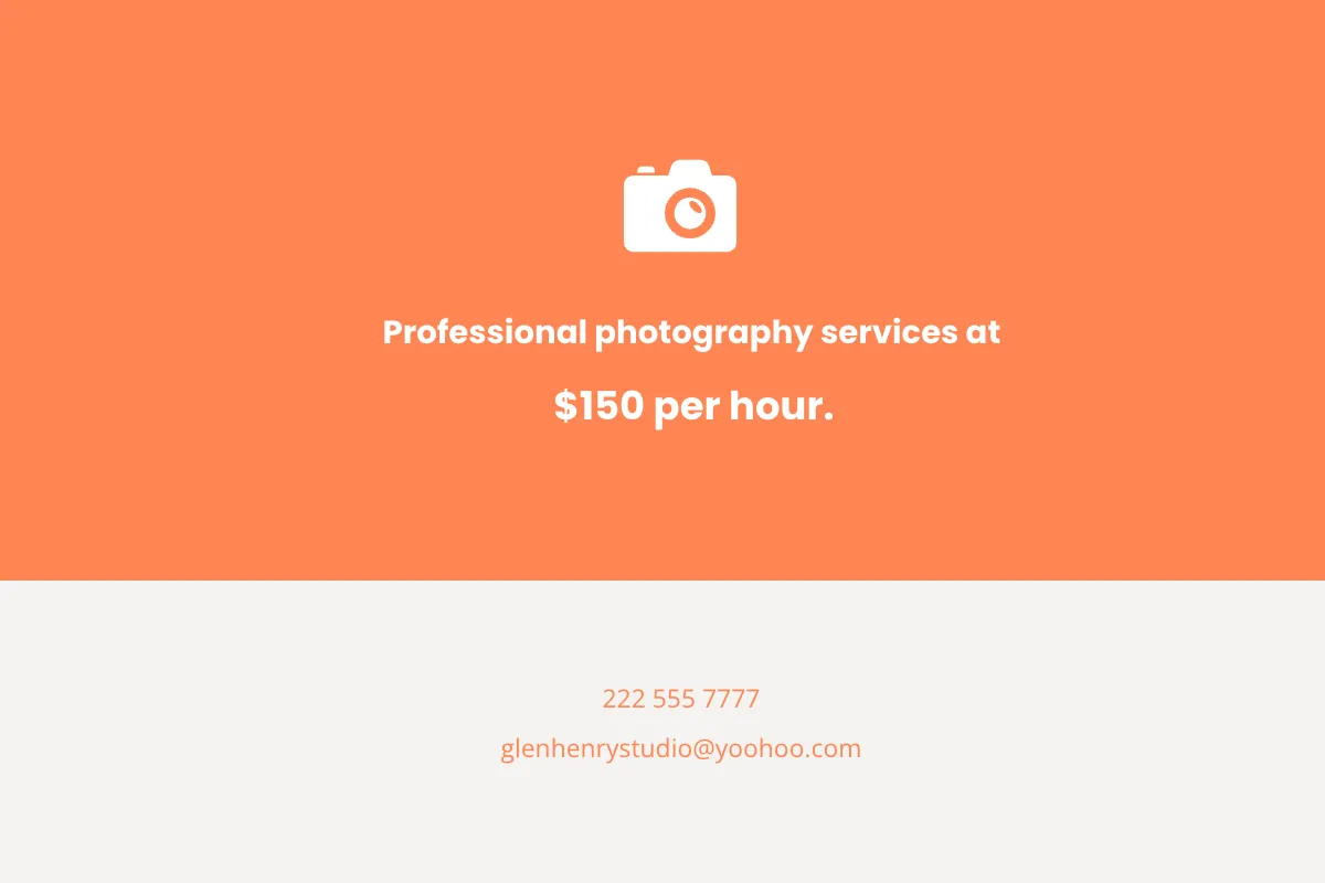 Free Photography Rate Card Template to Edit Online