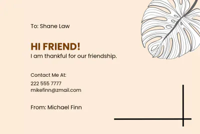 Free Sample Digital Friendship Card Template to Edit Online