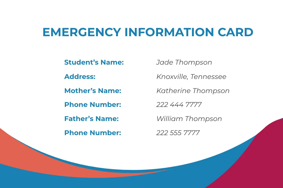 Free Emergency Info Card Template to Edit Online