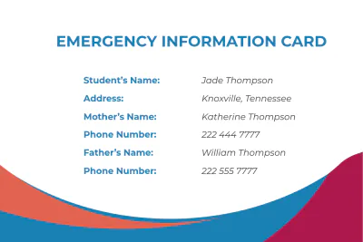 Free Emergency Info Card Template to Edit Online