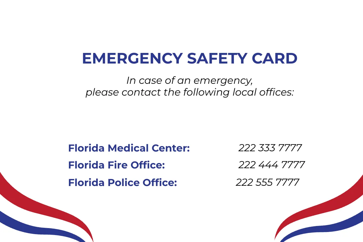 Free Emergency Safety Card Template to Edit Online
