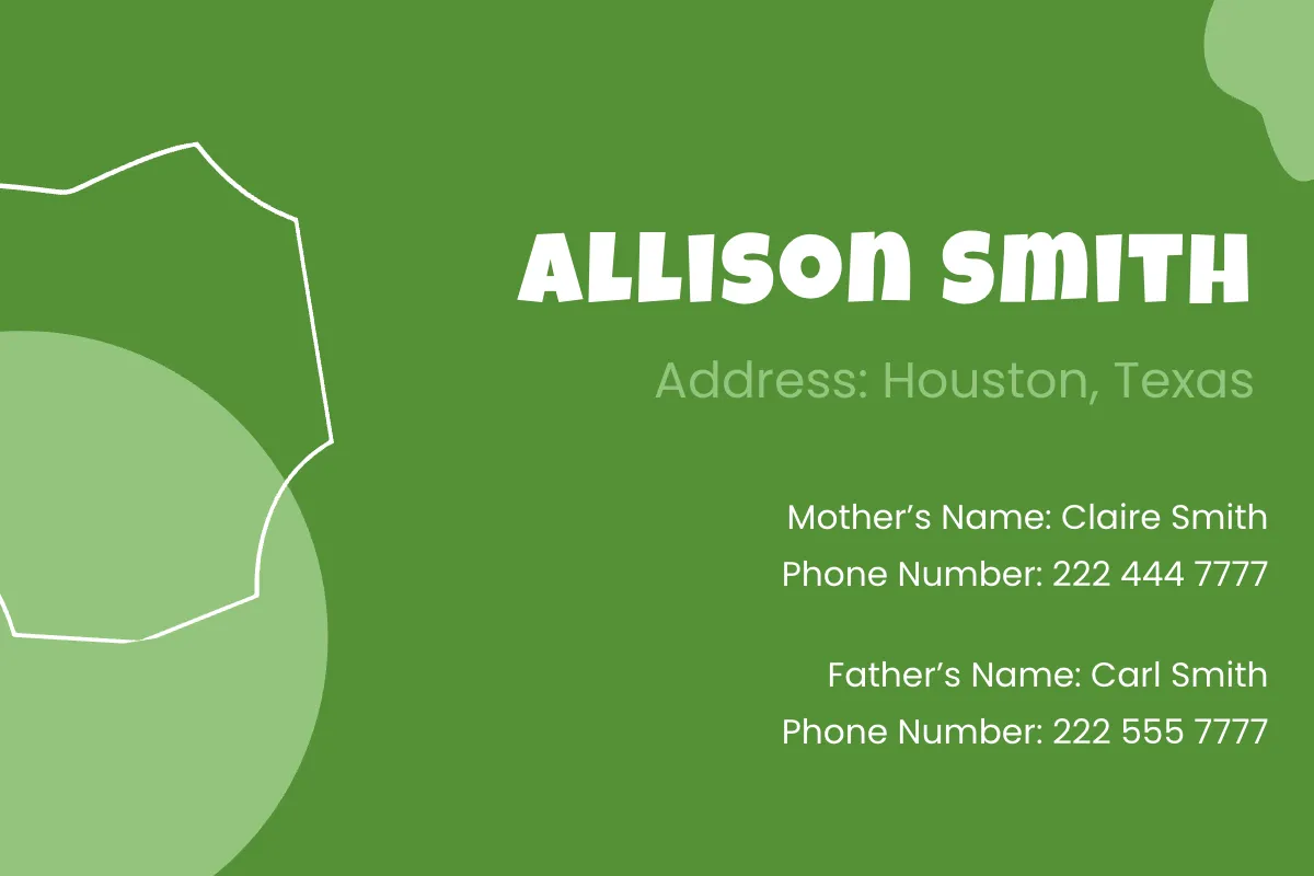 Free Student Emergency Card Template to Edit Online