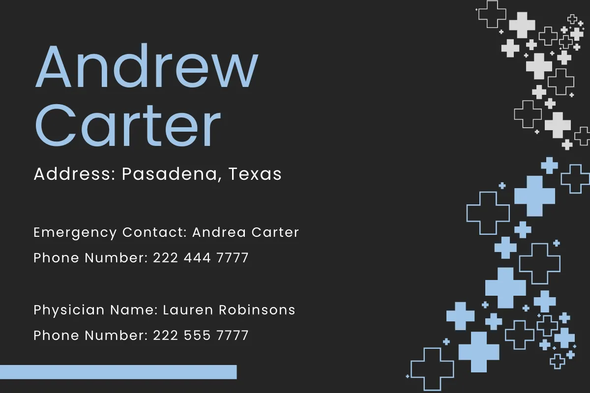 Free Emergency Medical Card Template to Edit Online