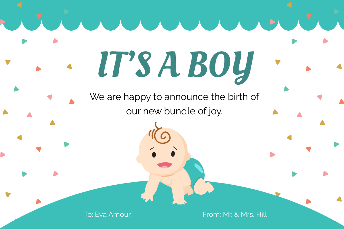 Baby Boy Announcement Card