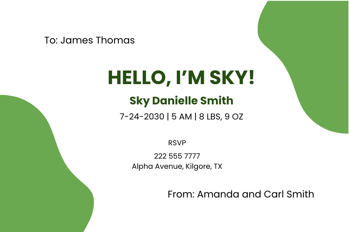 Free Birth Announcement Card Template to Edit Online