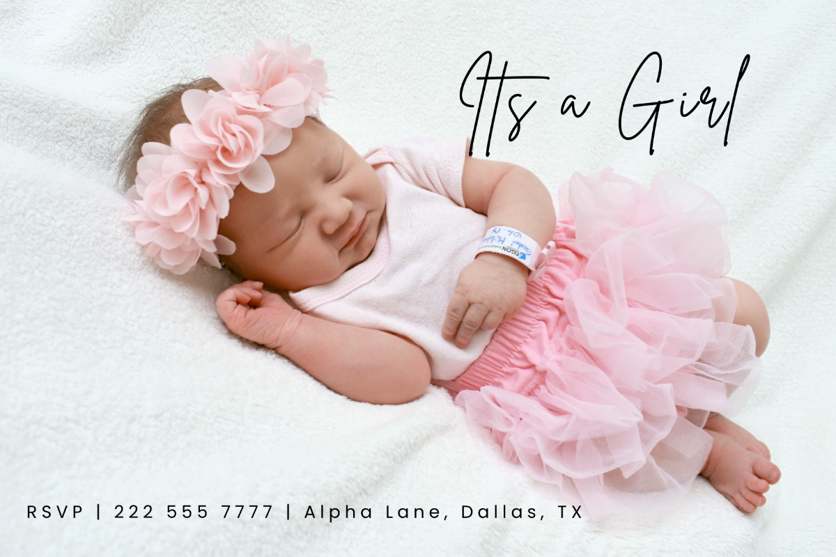 Free Baby Girl Announcement Card Template