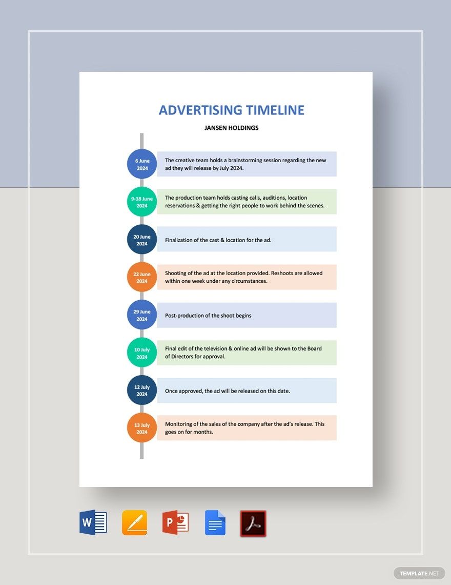 Advertising Timeline Template