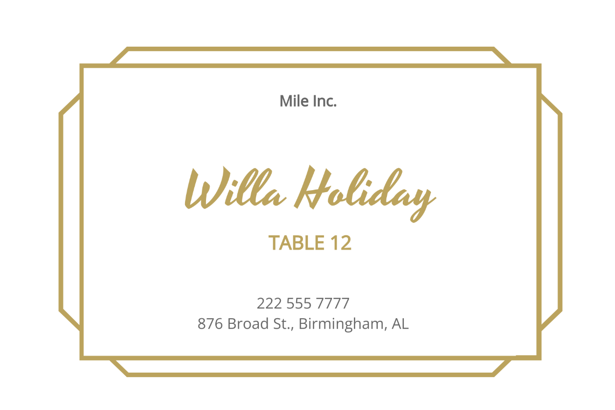 Free Folded Place Card Template