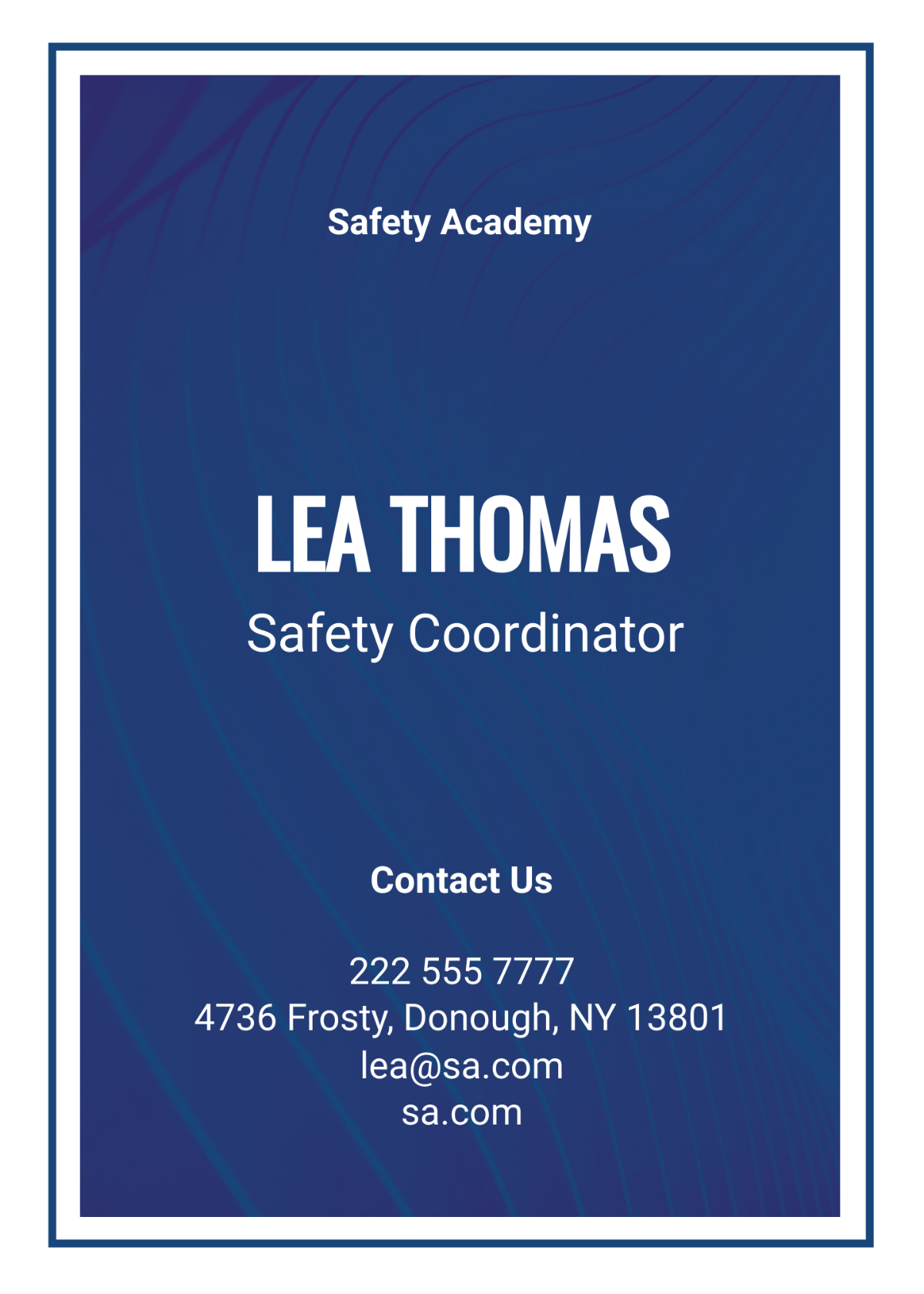 Safety Training Card