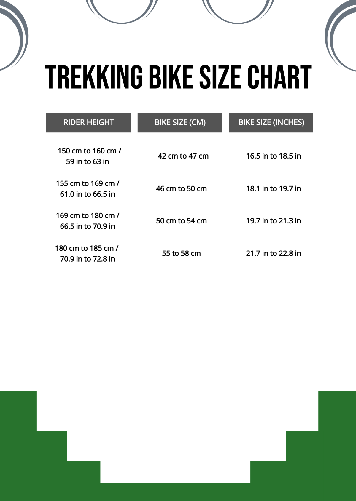 Free Trek Bike Size Chart Template
