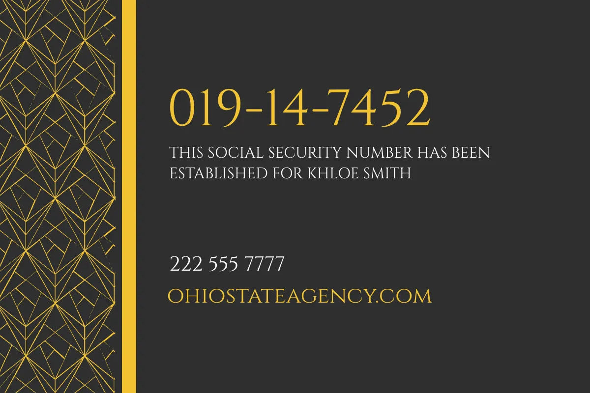 Free Elegant Social Security Card Template to Edit Online