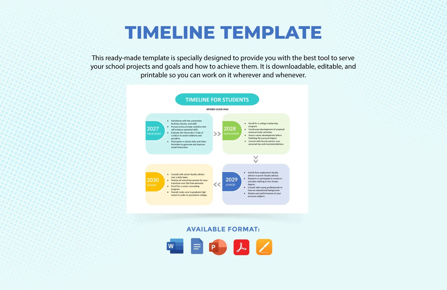 Timeline Template For Students in Word, Google Docs, PDF, Apple Pages, PowerPoint