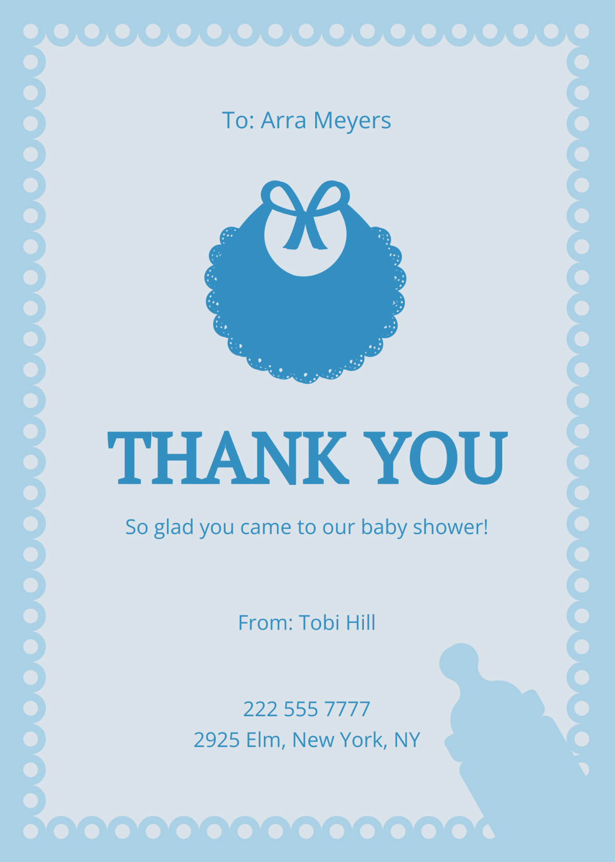 Girl Baby Shower Thank You Card Template