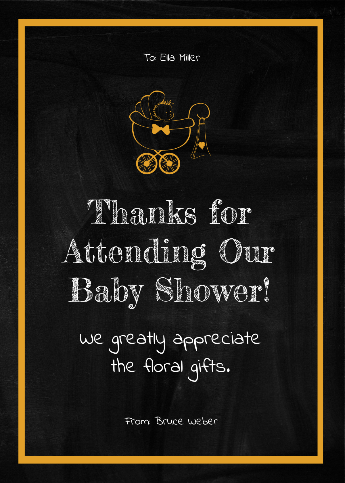 Chalkboard Baby Shower Thank You Card Template