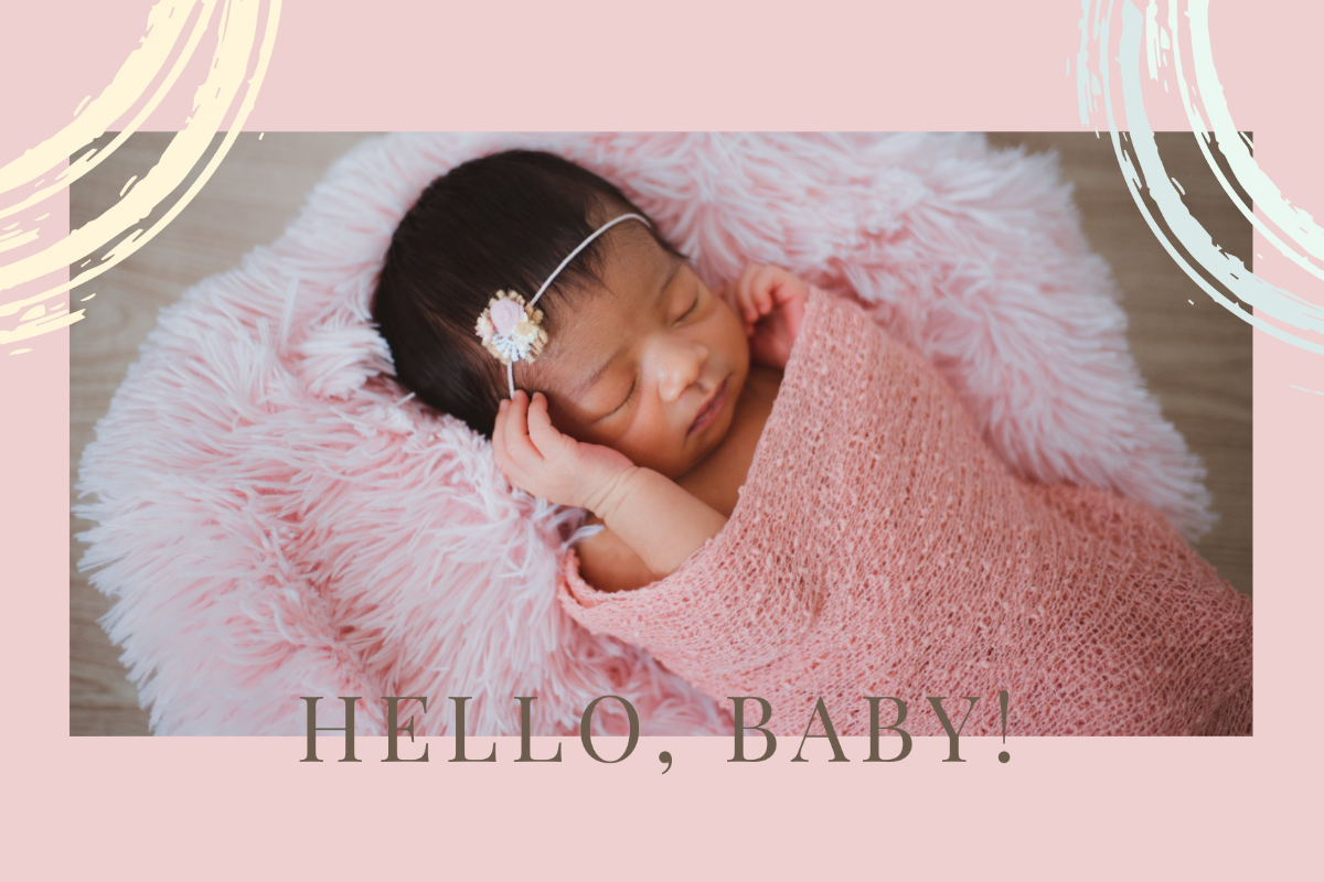 Minimal New Baby Card Template - Edit Online & Download