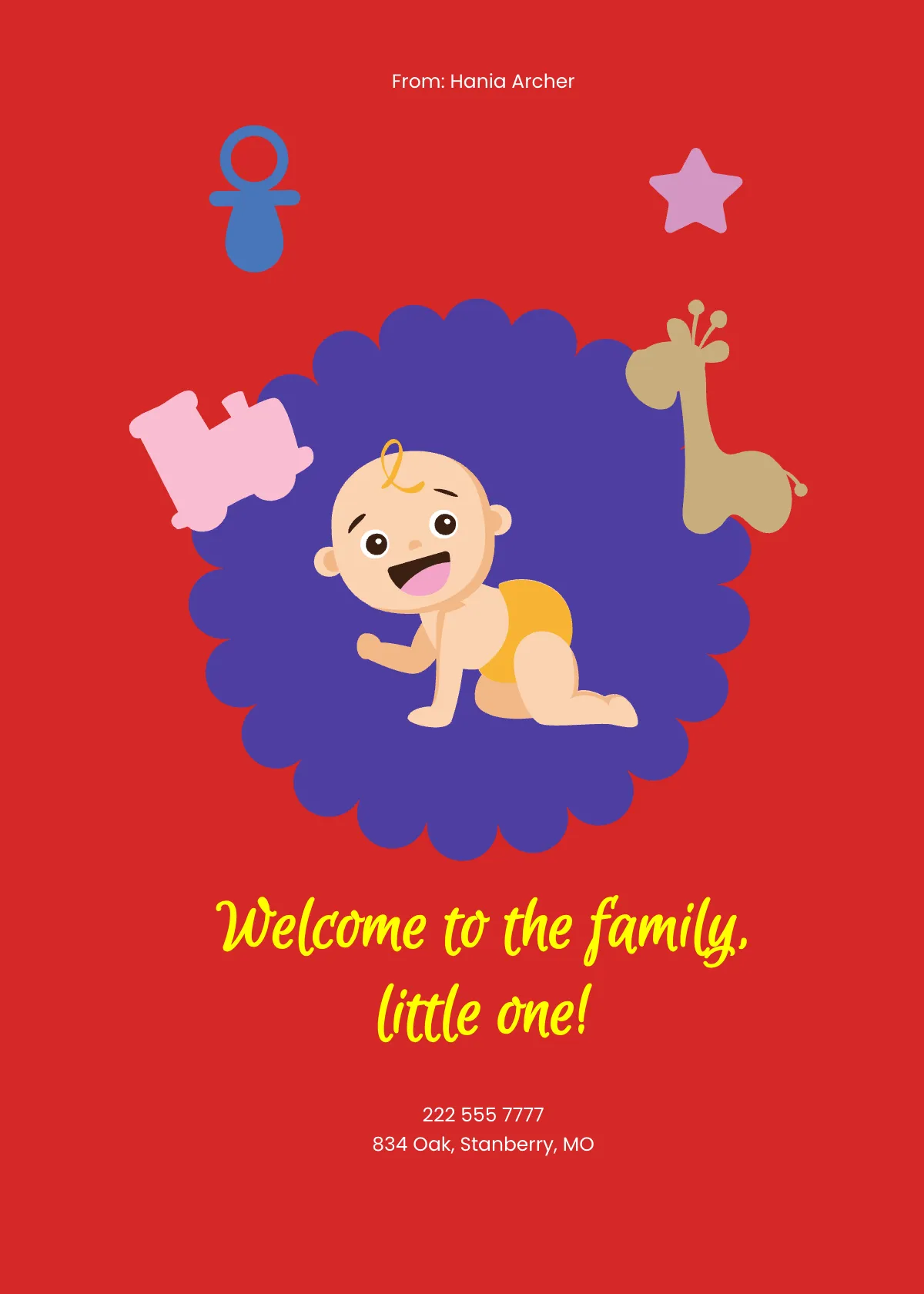 Free New Baby Welcome Card Template to Edit Online