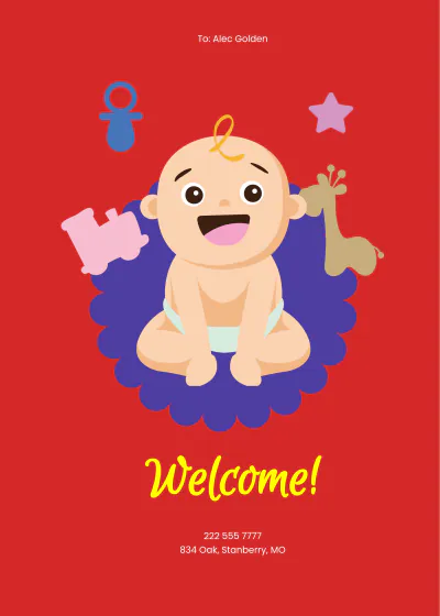 Free New Baby Welcome Card Template to Edit Online