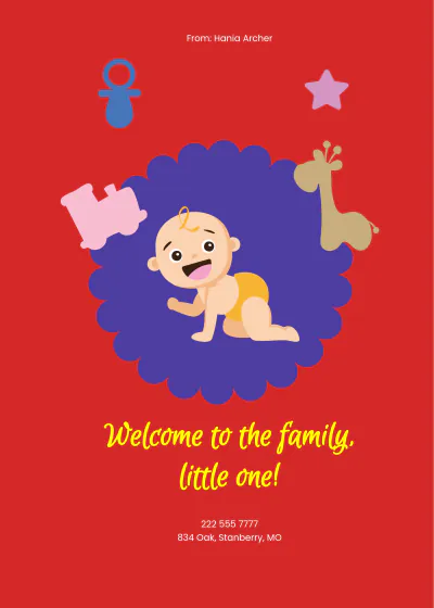 Free New Baby Welcome Card Template to Edit Online
