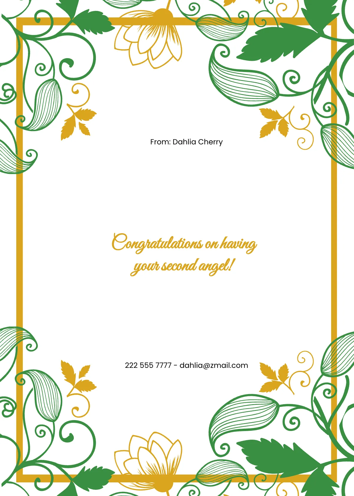 Free Floral New Baby Card Template to Edit Online