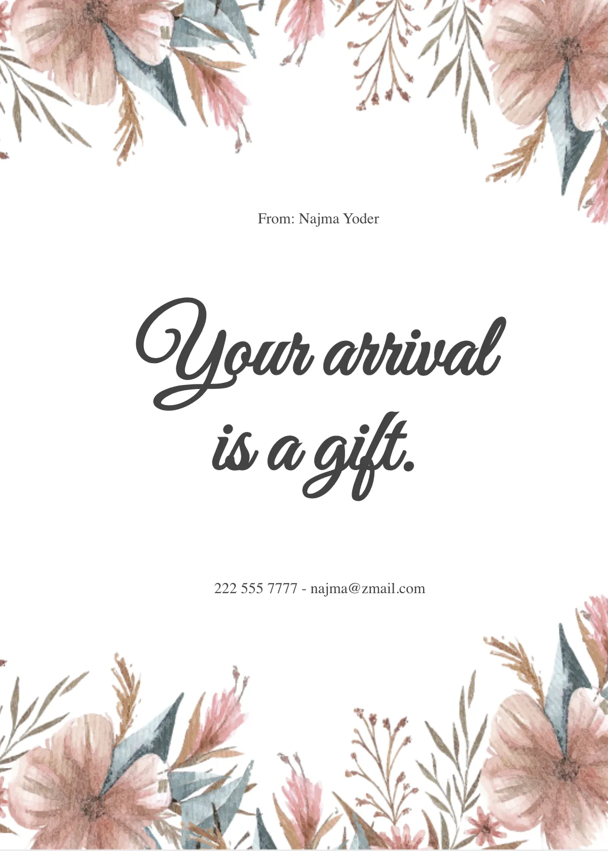 Free Watercolor New Baby Card Template to Edit Online