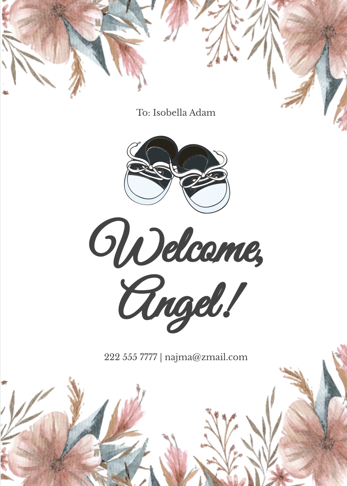 Free Watercolor New Baby Card Template