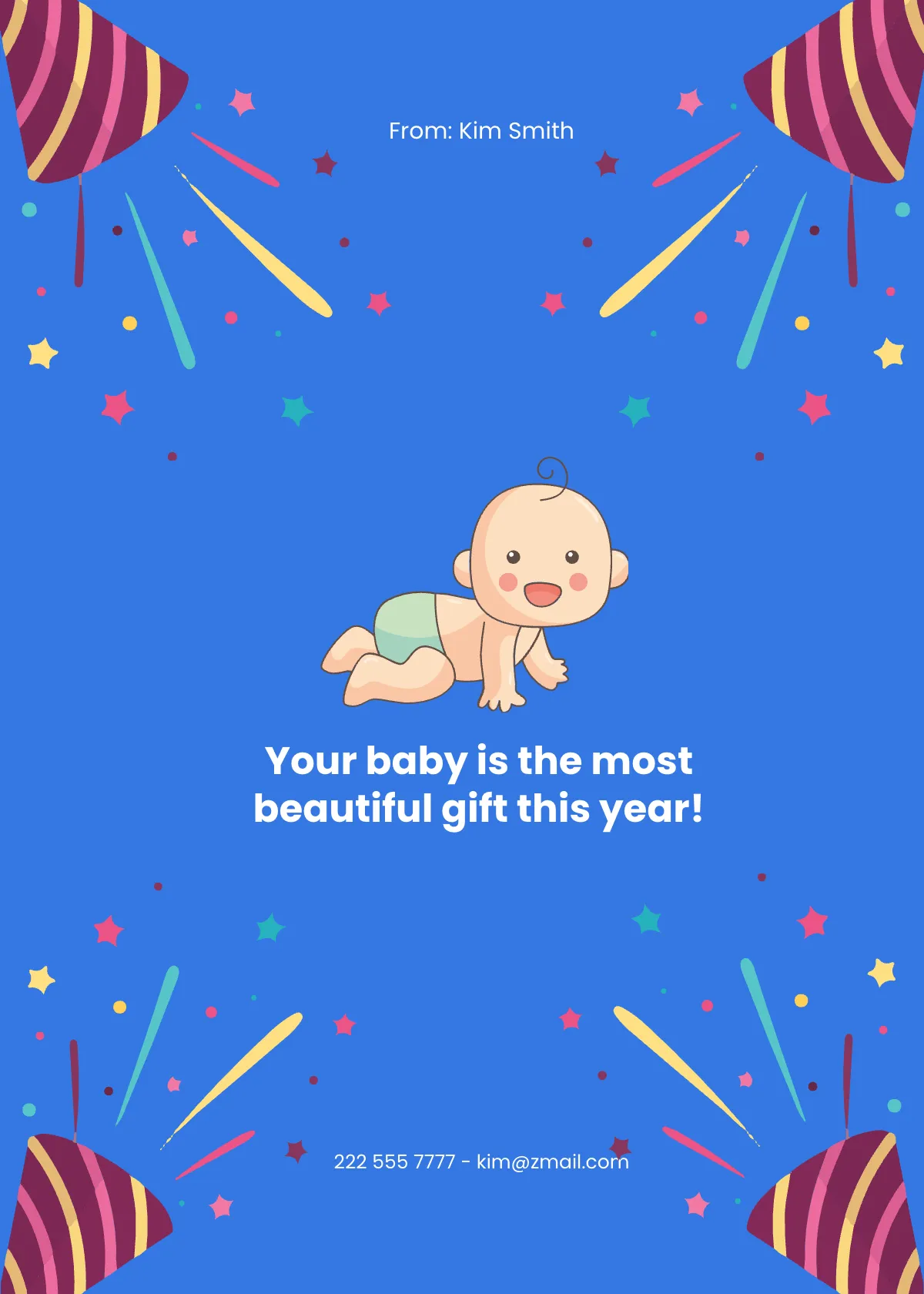 Free New Baby Congratulation Card Template to Edit Online