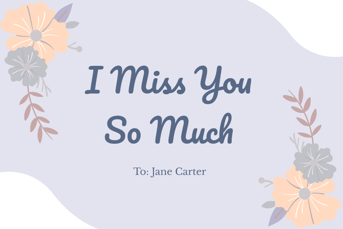 Free I Miss You Card Template